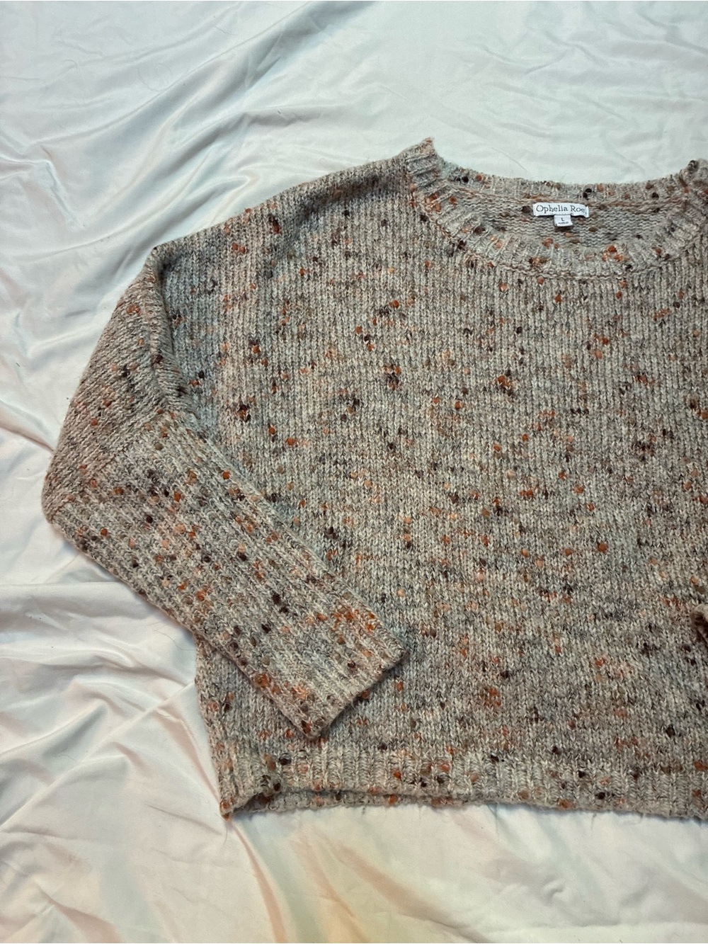 Ophelia Roe Women’s Cozy Cream Speckled Knit Sweater Size Large - Picture 4 of 7